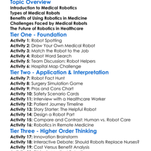 Medical Applications Of Robotics Worksheet Activity Booklet
