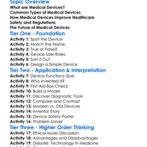 Medical Devices Worksheet Activity Booklet