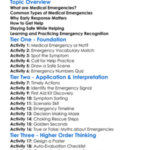 Medical Emergencies Recognition Worksheet Activity Booklet