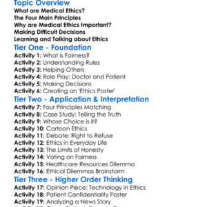 Medical Ethics Worksheet Activity Booklet
