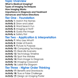 Medical Imaging Techniques Worksheet Activity Booklet