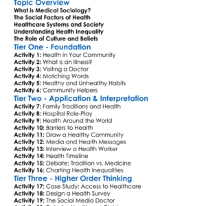Medical Sociology Worksheet Activity Booklet