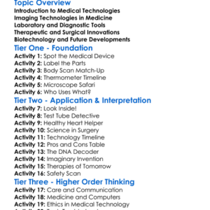 Medical Technologies In Biology Worksheet Activity Booklet