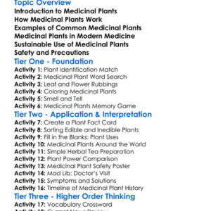 Medicinal Plants Worksheet Activity Booklet