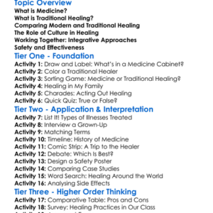 Medicine And Traditional Healing Worksheet Activity Booklet