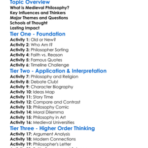 Medieval Philosophy Worksheet Activity Booklet