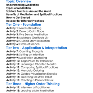 Meditation And Spiritual Practices Worksheet Activity Booklet