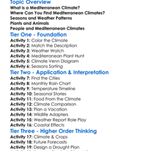 Mediterranean Climate Worksheet Activity Booklet