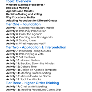 Meeting Procedures Worksheet Activity Booklet