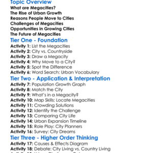 Megacities And Urban Growth Worksheet Activity Booklet