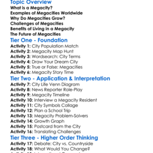 Megacities Worksheet Activity Booklet
