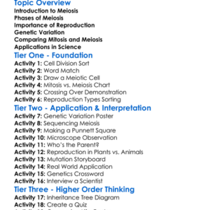 Meiosis And Reproduction Worksheet Activity Booklet