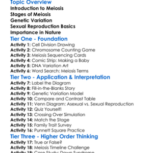 Meiosis And Sexual Reproduction Worksheet Activity Booklet