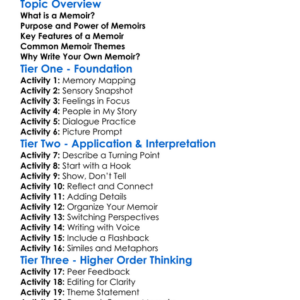 Memoir Writing Worksheet Activity Booklet