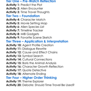Men In Black 3 2012 Worksheet Activity Booklet