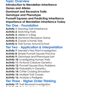 Mendelian Inheritance Worksheet Activity Booklet