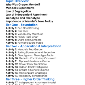 Mendels Laws Of Inheritance Worksheet Activity Booklet