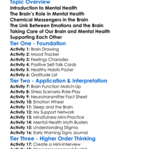Mental Health And Brain Biology Worksheet Activity Booklet