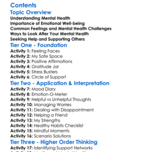 Mental Health And Emotional Well-Being Worksheet Activity Booklet