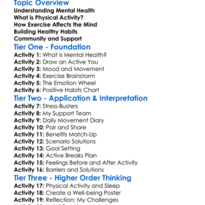 Mental Health And Physical Activity Worksheet Activity Booklet
