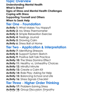 Mental Health And Stress Worksheet Activity Booklet