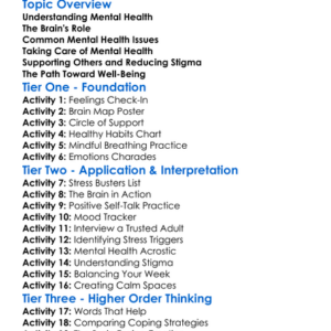 Mental Health And The Brain Worksheet Activity Booklet
