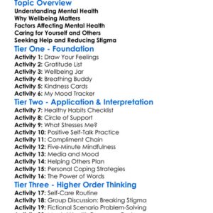 Mental Health And Wellbeing Worksheet Activity Booklet