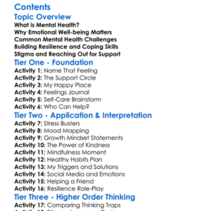 Mental Health Awareness And Emotional Well-Being Worksheet Activity Booklet