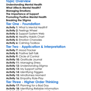 Mental Health Basics Worksheet Activity Booklet