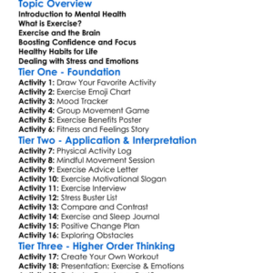 Mental Health Benefits Of Exercise Worksheet Activity Booklet