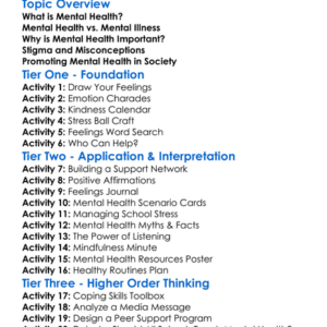 Mental Health In Society Worksheet Activity Booklet