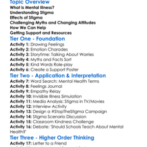 Mental Illness Stigma Worksheet Activity Booklet