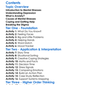 Mental Illnesses Depression Anxiety Worksheet Activity Booklet