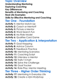 Mentoring And Coaching Worksheet Activity Booklet