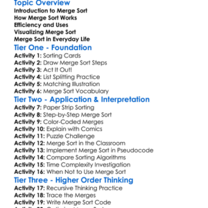 Merge Sort Worksheet Activity Booklet