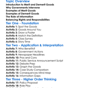 Merit And Demerit Goods Worksheet Activity Booklet