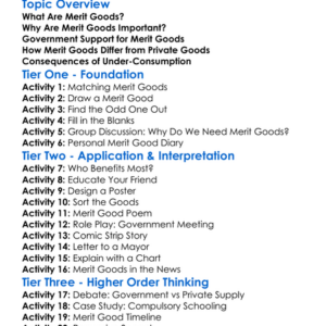 Merit Goods Worksheet Activity Booklet