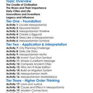 Mesopotamia Worksheet Activity Booklet