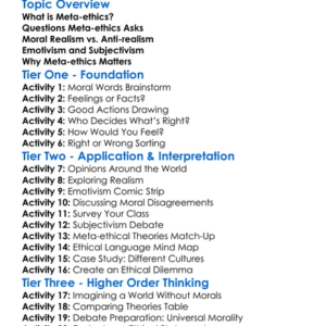 Meta-Ethics Worksheet Activity Booklet