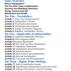 Metabolism Basics Worksheet Activity Booklet