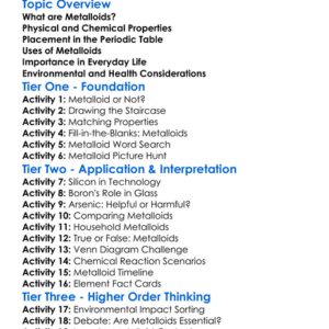 Metalloids And Their Uses Worksheet Activity Booklet