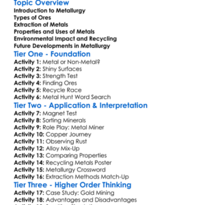 Metallurgy Worksheet Activity Booklet