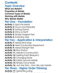 Metals Properties And Working Methods Worksheet Activity Booklet