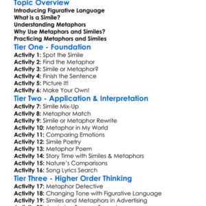 Metaphor And Simile Worksheet Activity Booklet