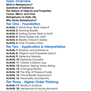 Metaphysics Nature Of Reality Worksheet Activity Booklet