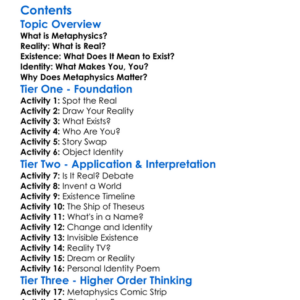 Metaphysics Reality Existence And Identity Worksheet Activity Booklet