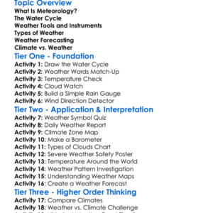 Meteorology Basics Worksheet Activity Booklet