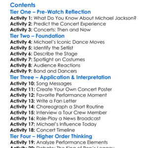 Michael Jackson Live In Bucharest Worksheet Activity Booklet