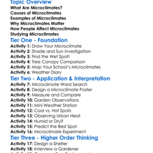 Microclimates Worksheet Activity Booklet