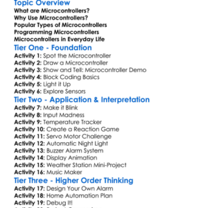 Microcontrollers In Projects Worksheet Activity Booklet